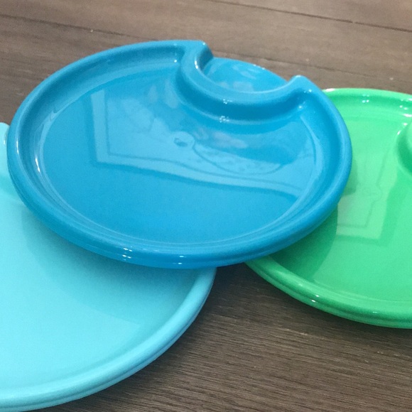 Pampered chef party plates set six teal lime green turquoise excellent condition - Picture 6 of 6